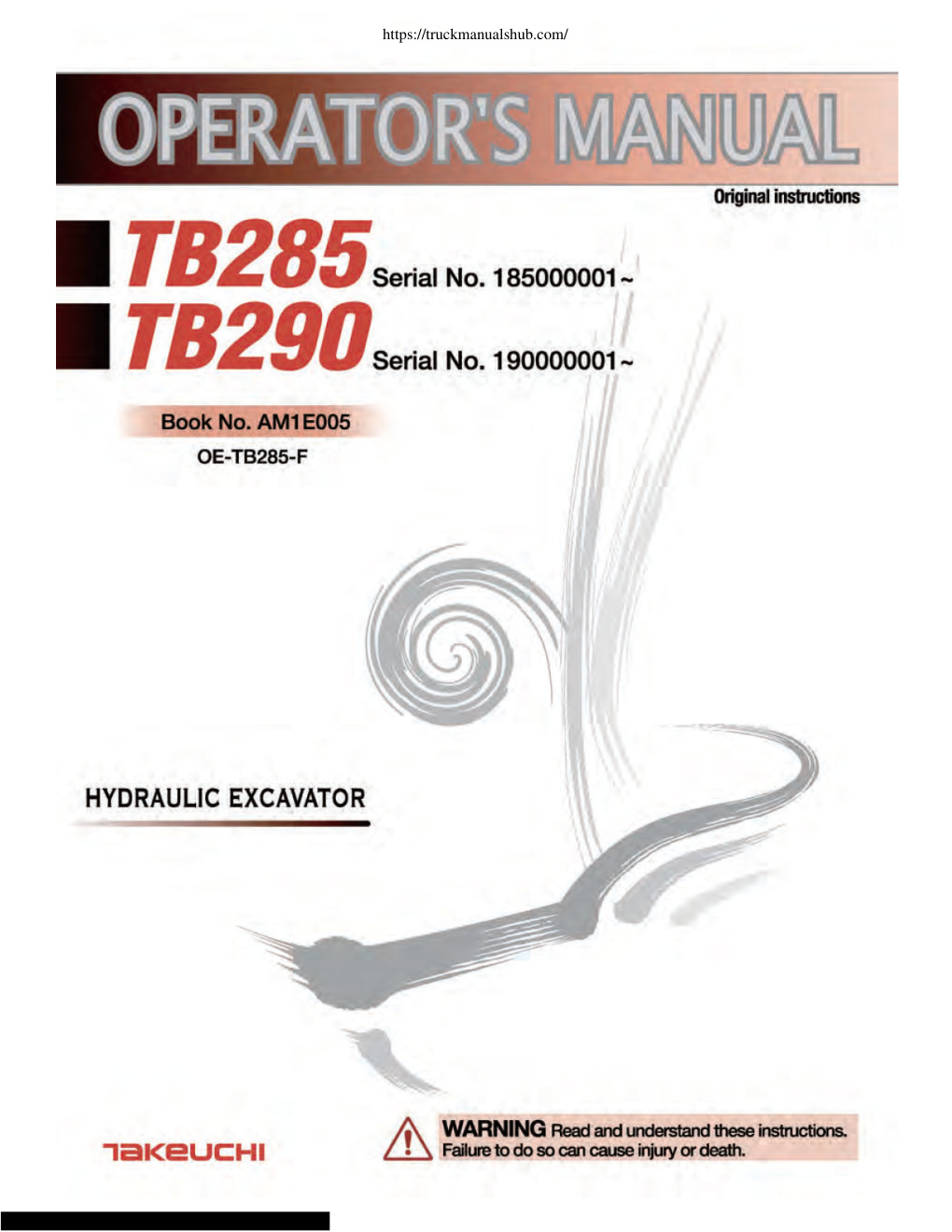 Première page de Takeuchi TB285 T290 Operator s Manual