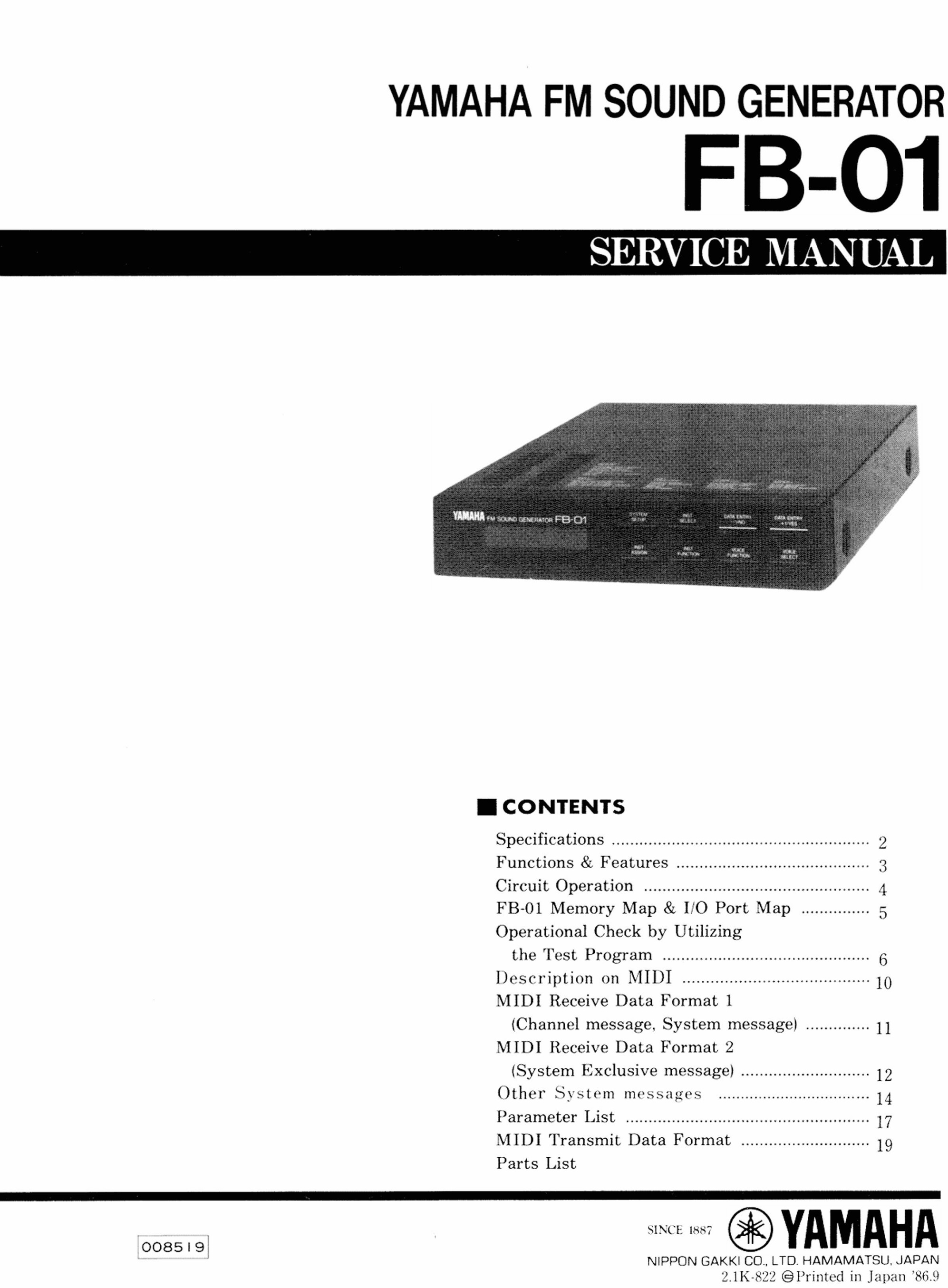 Première page de YAMAHA FB 01 SERVICE MANUAL ocr