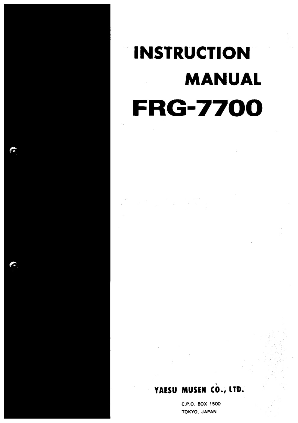 Première page de Yaesu Frg 7700 Receiver Service Manual