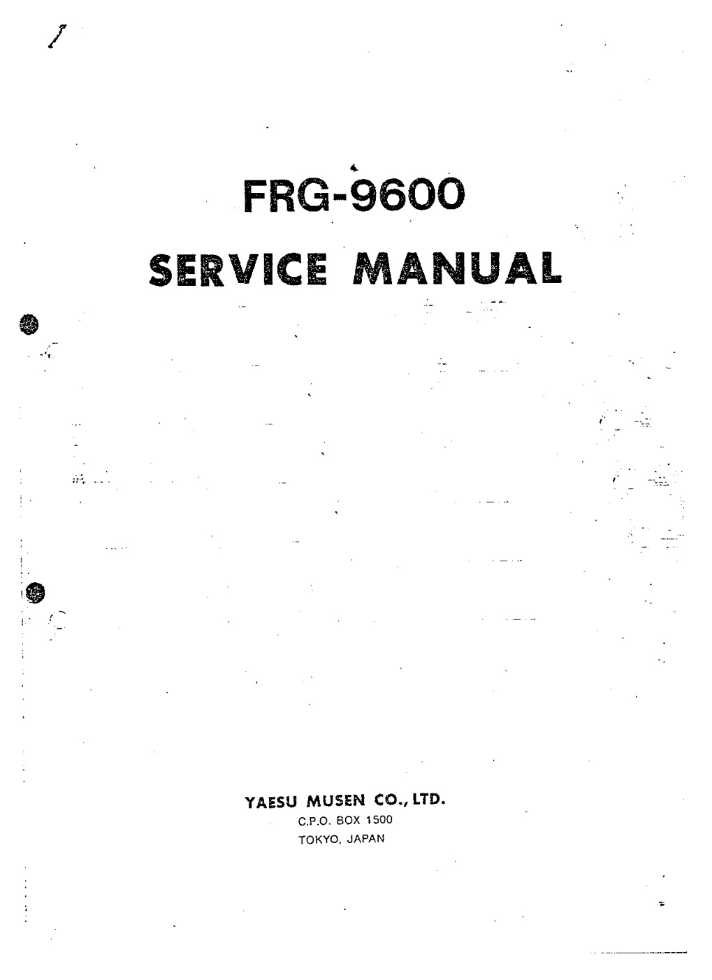 Première page de Yaesu Frg 9600 Vhf Uhf Scanner Reciever Service Manual