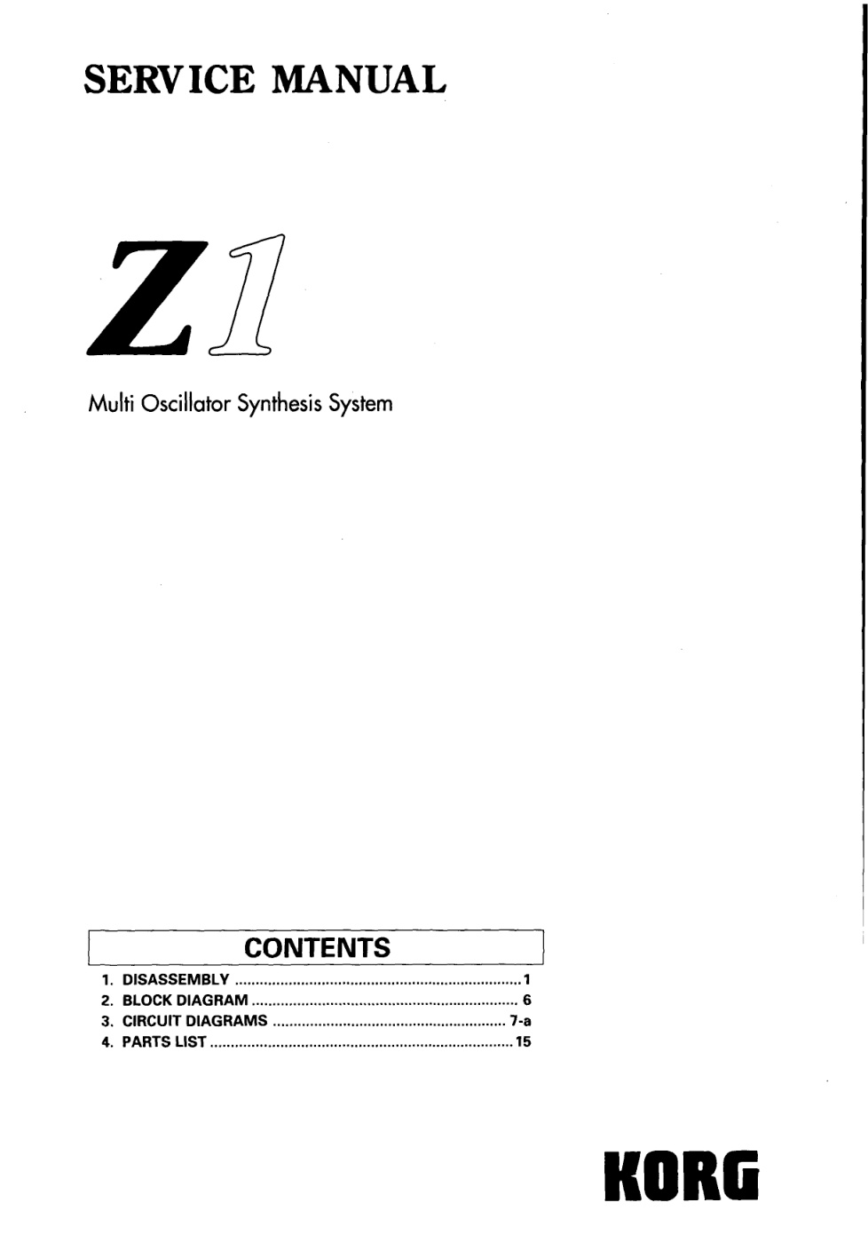Première page de Z1 SERVICE MANUAL ocr