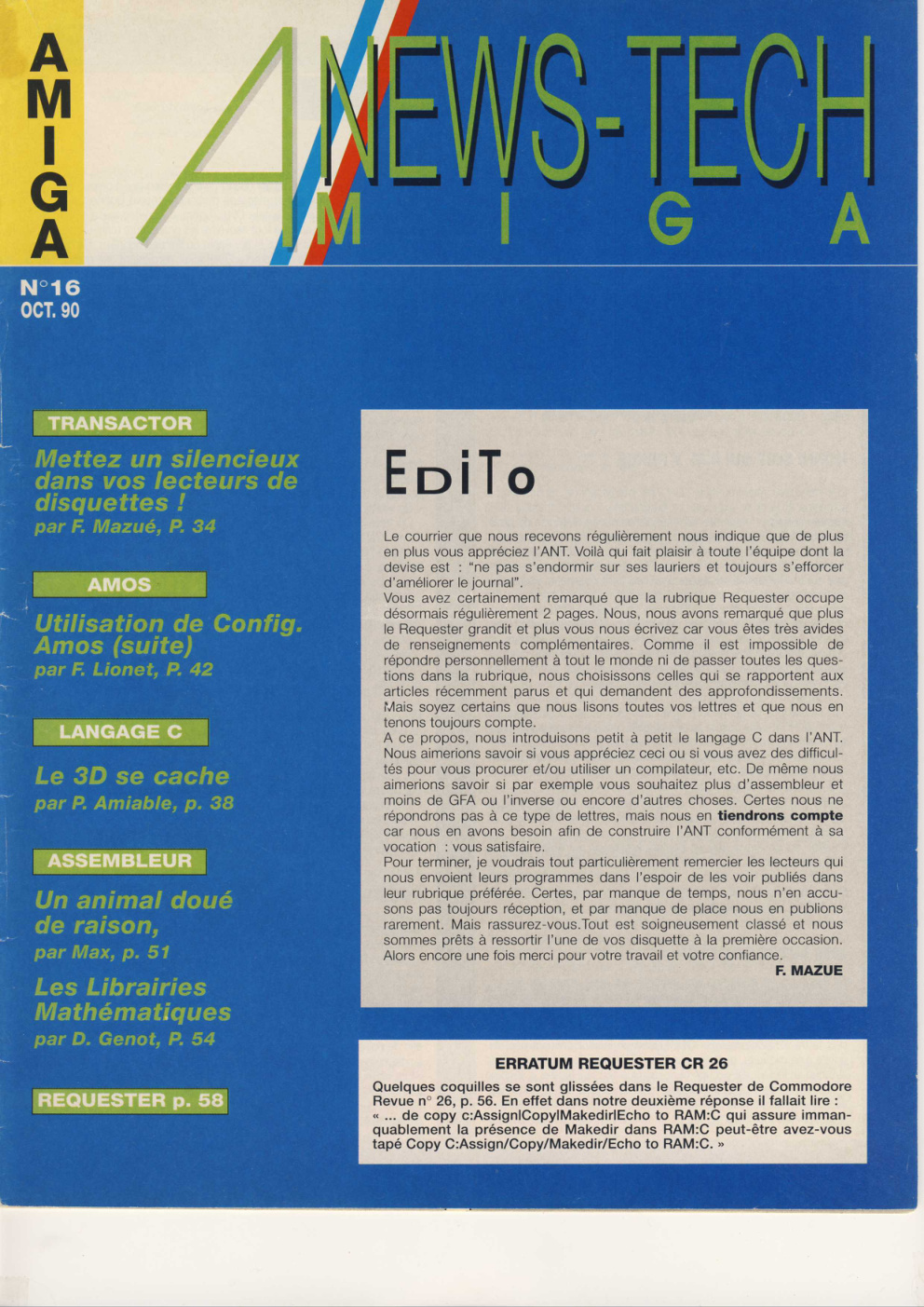 Première page de amiganewstech numero16