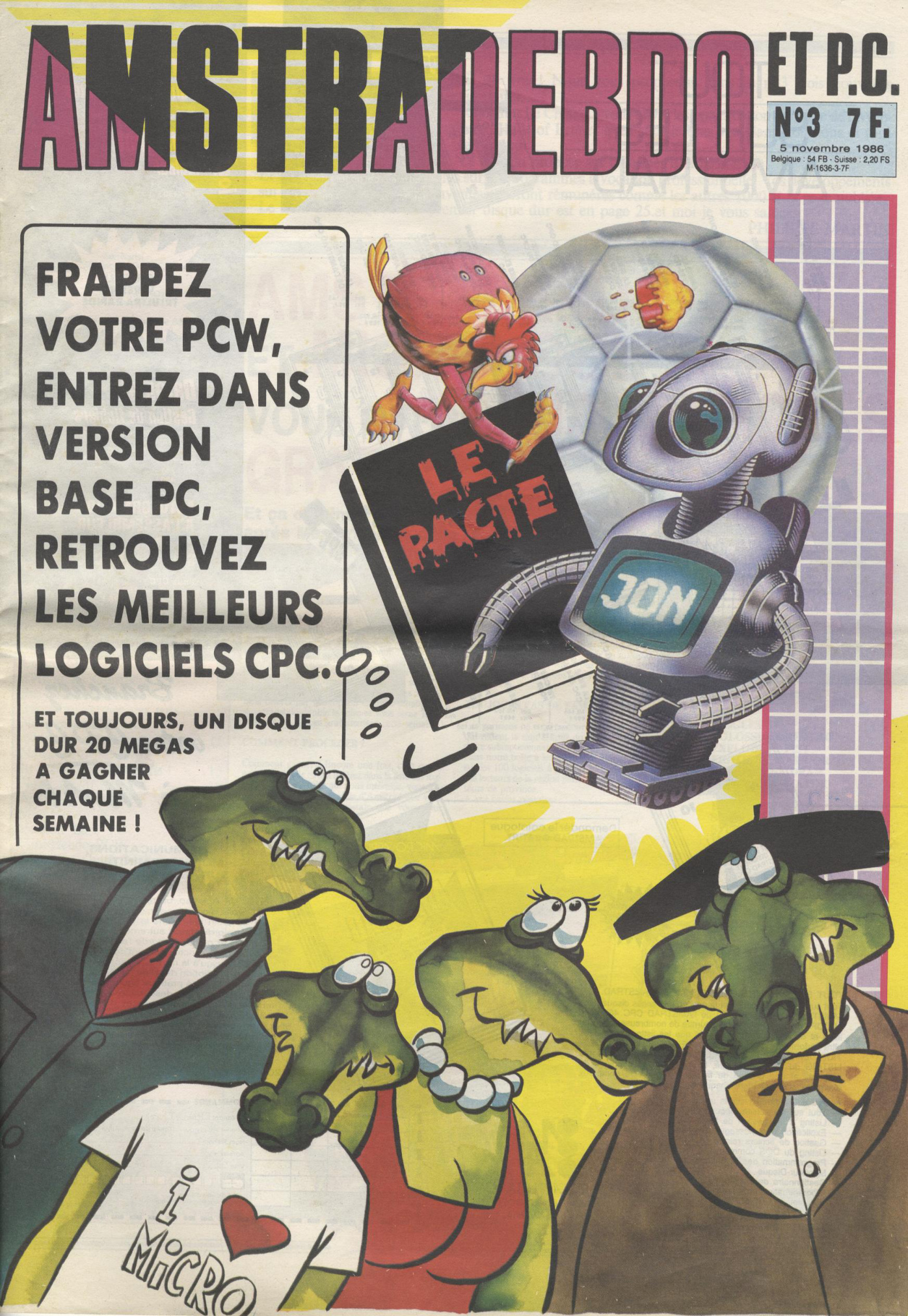 Première page de amstradhebdoetpc numero03