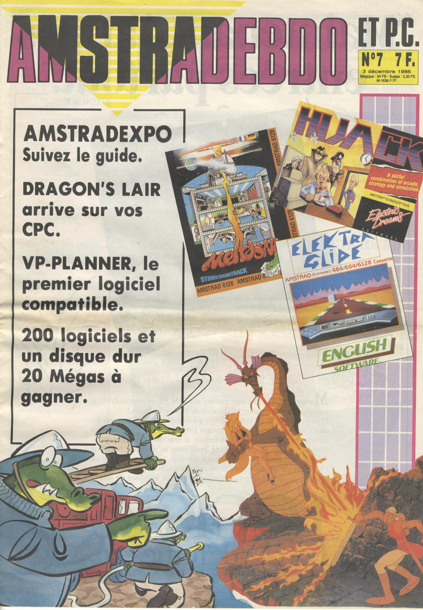 Première page de amstradhebdoetpc numero07