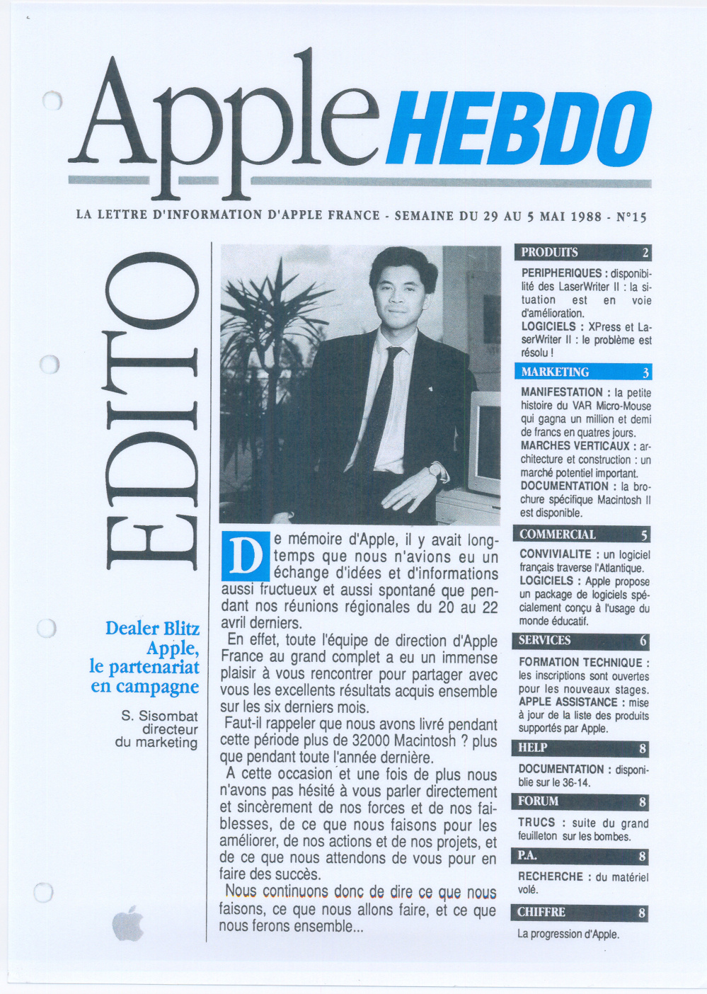 Première page de applehebdo numero15