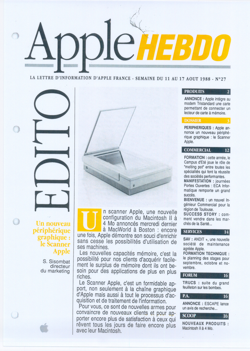 Première page de applehebdo numero27