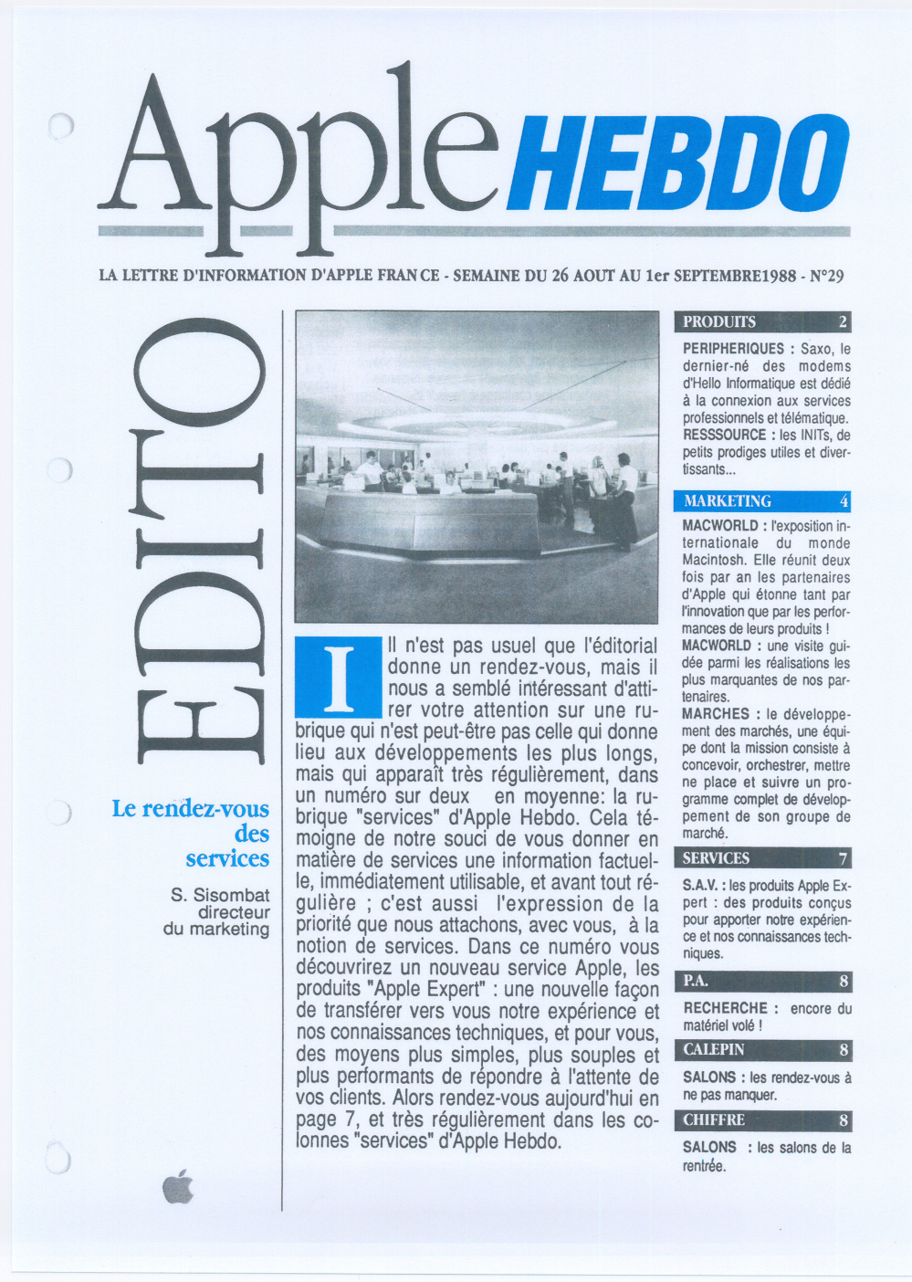 Première page de applehebdo numero29