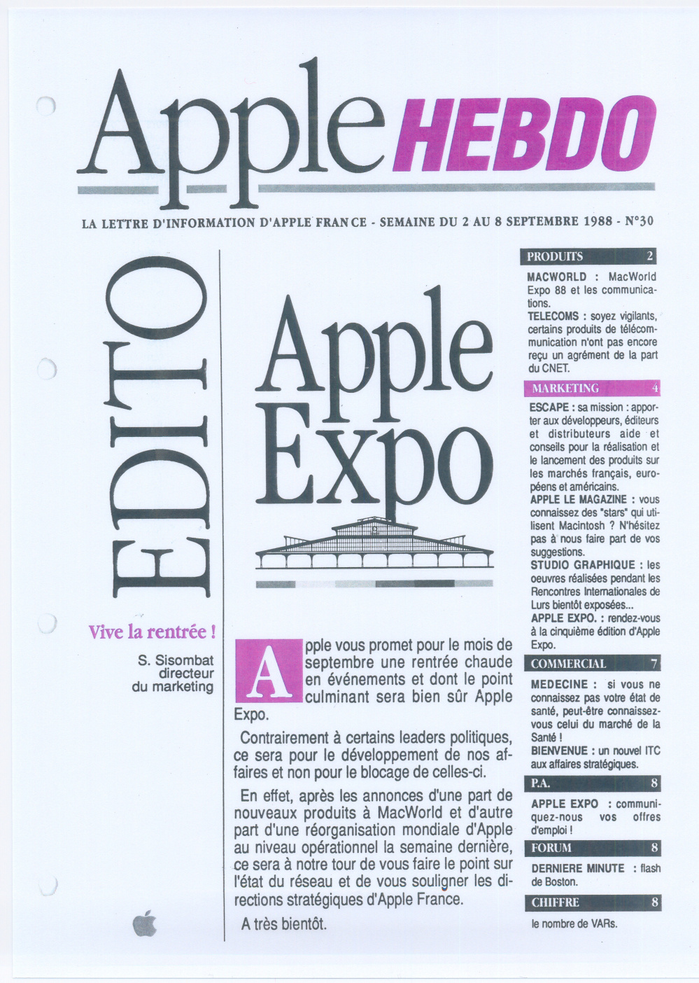 Première page de applehebdo numero30