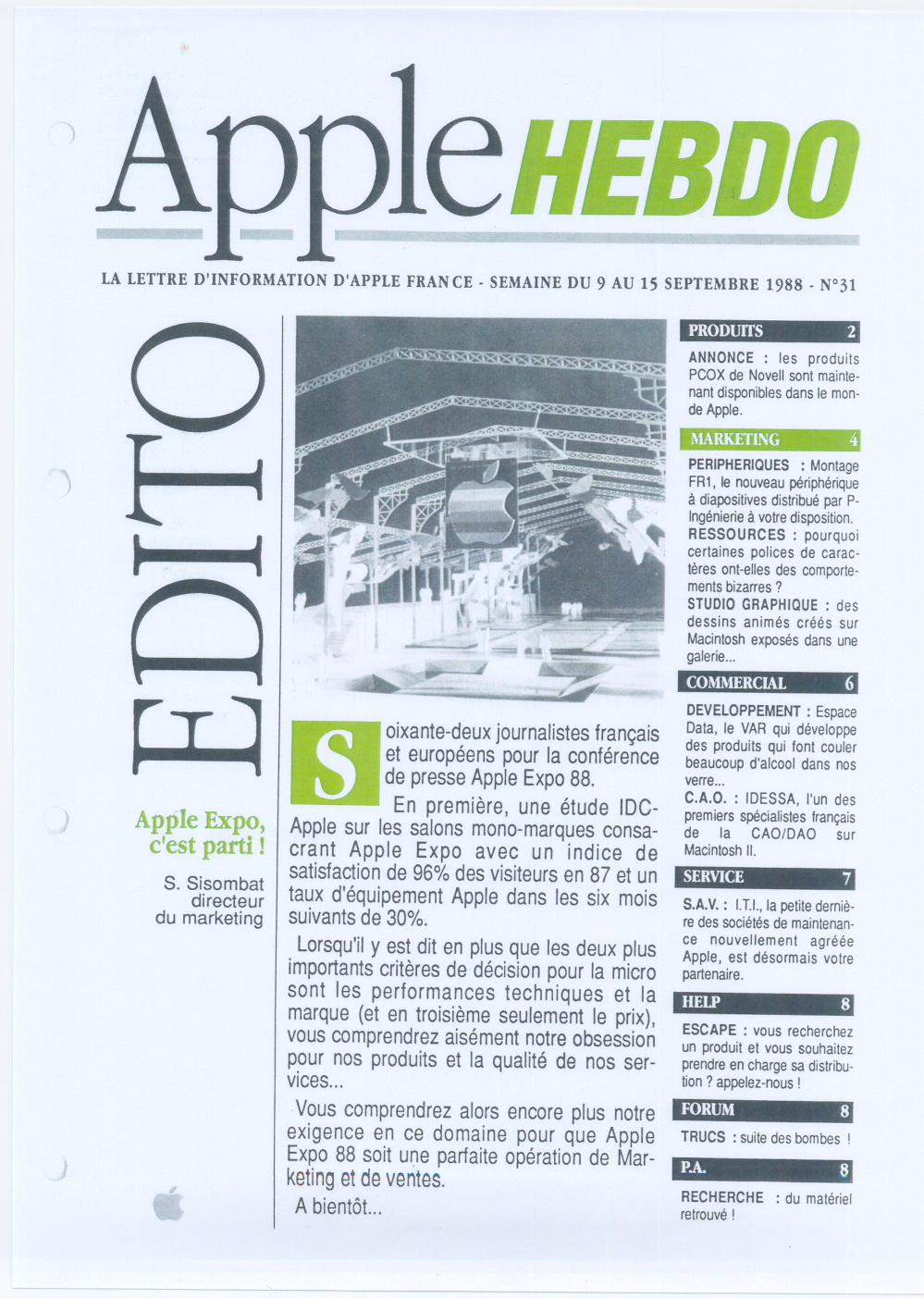 Première page de applehebdo numero31