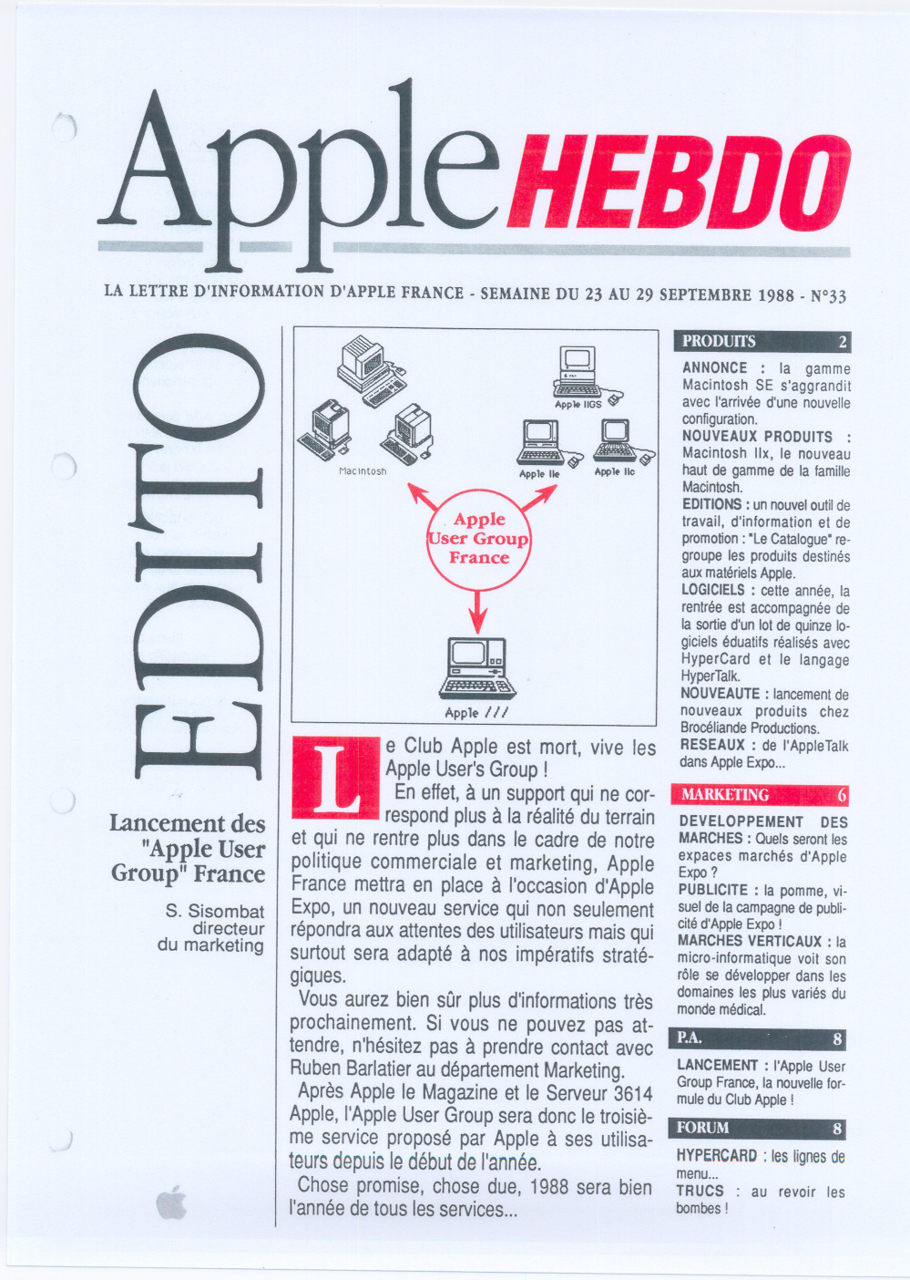 Première page de applehebdo numero33