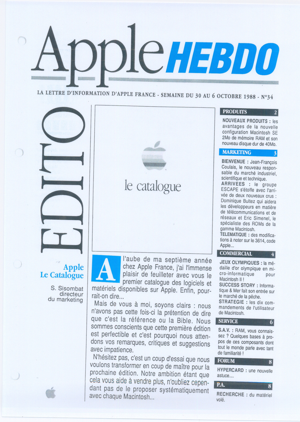 Première page de applehebdo numero34