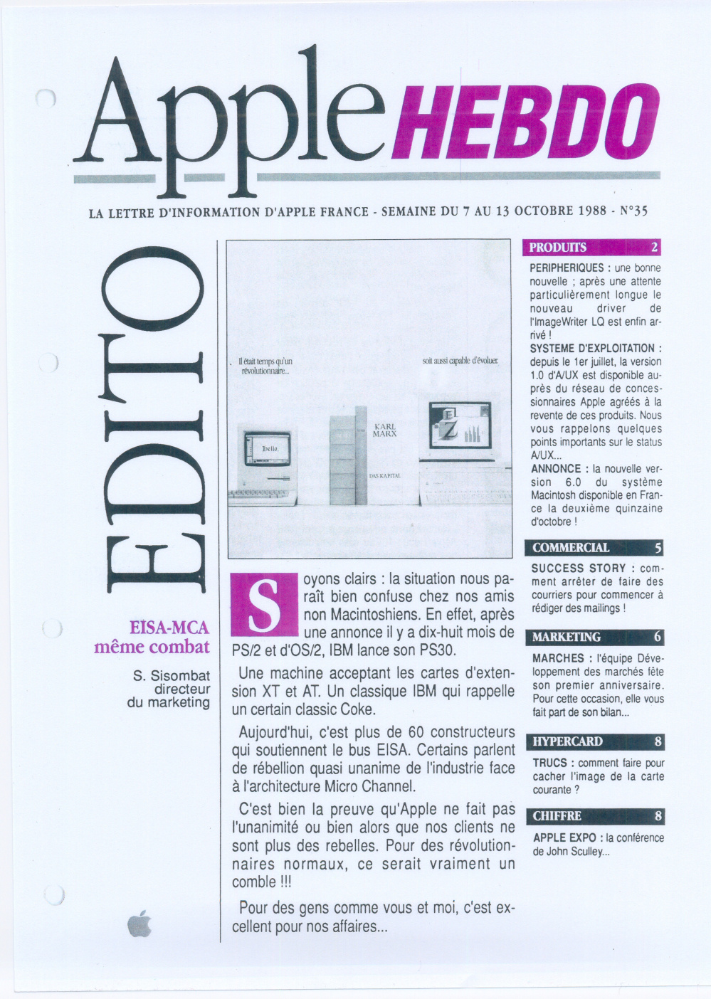Première page de applehebdo numero35