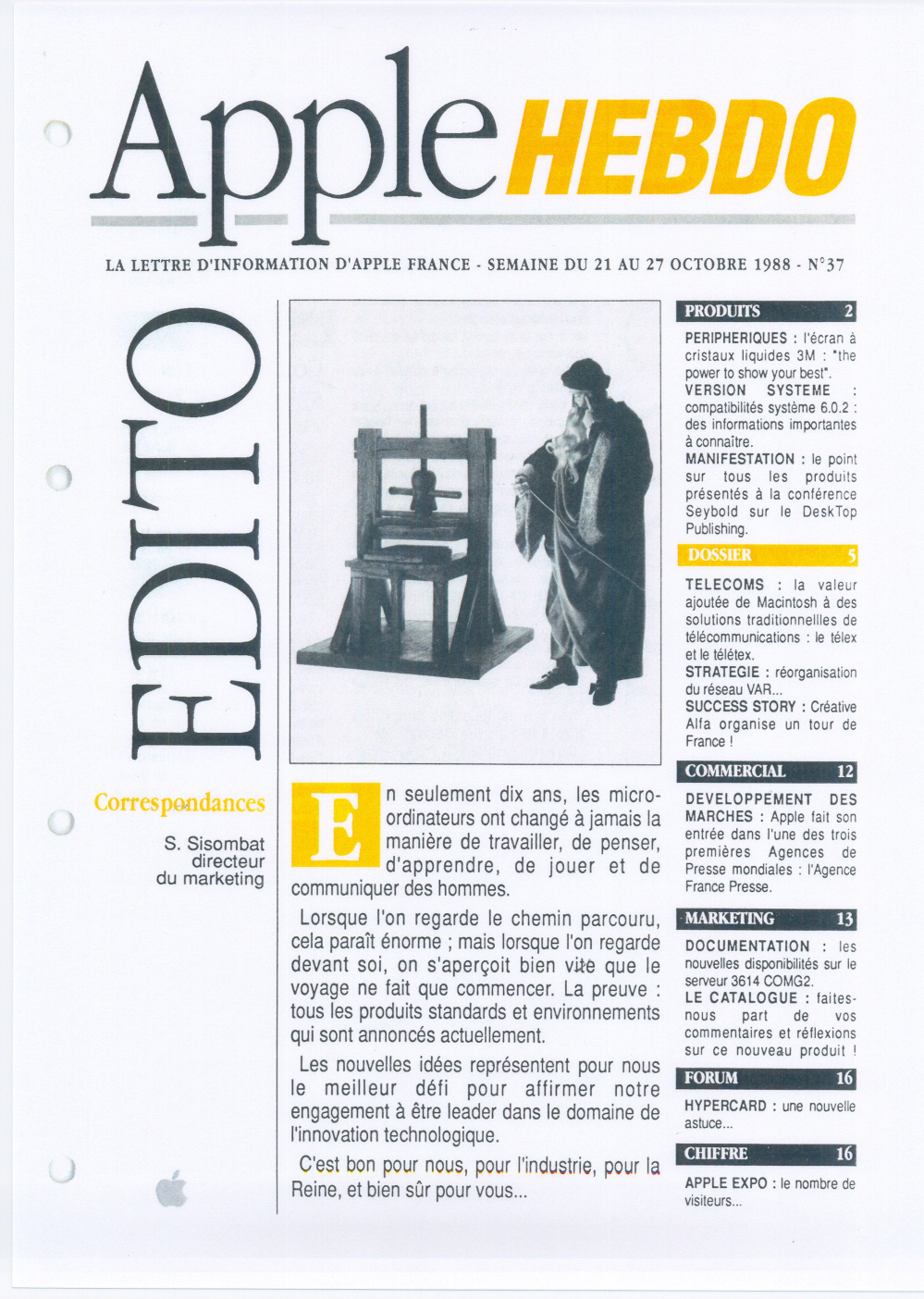 Première page de applehebdo numero37