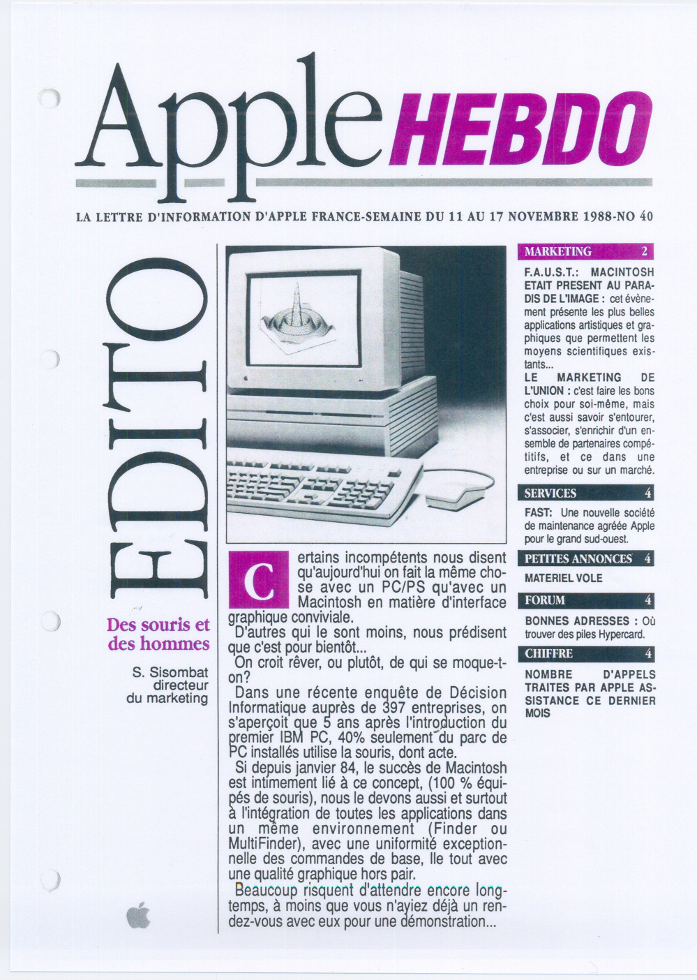 Première page de applehebdo numero40