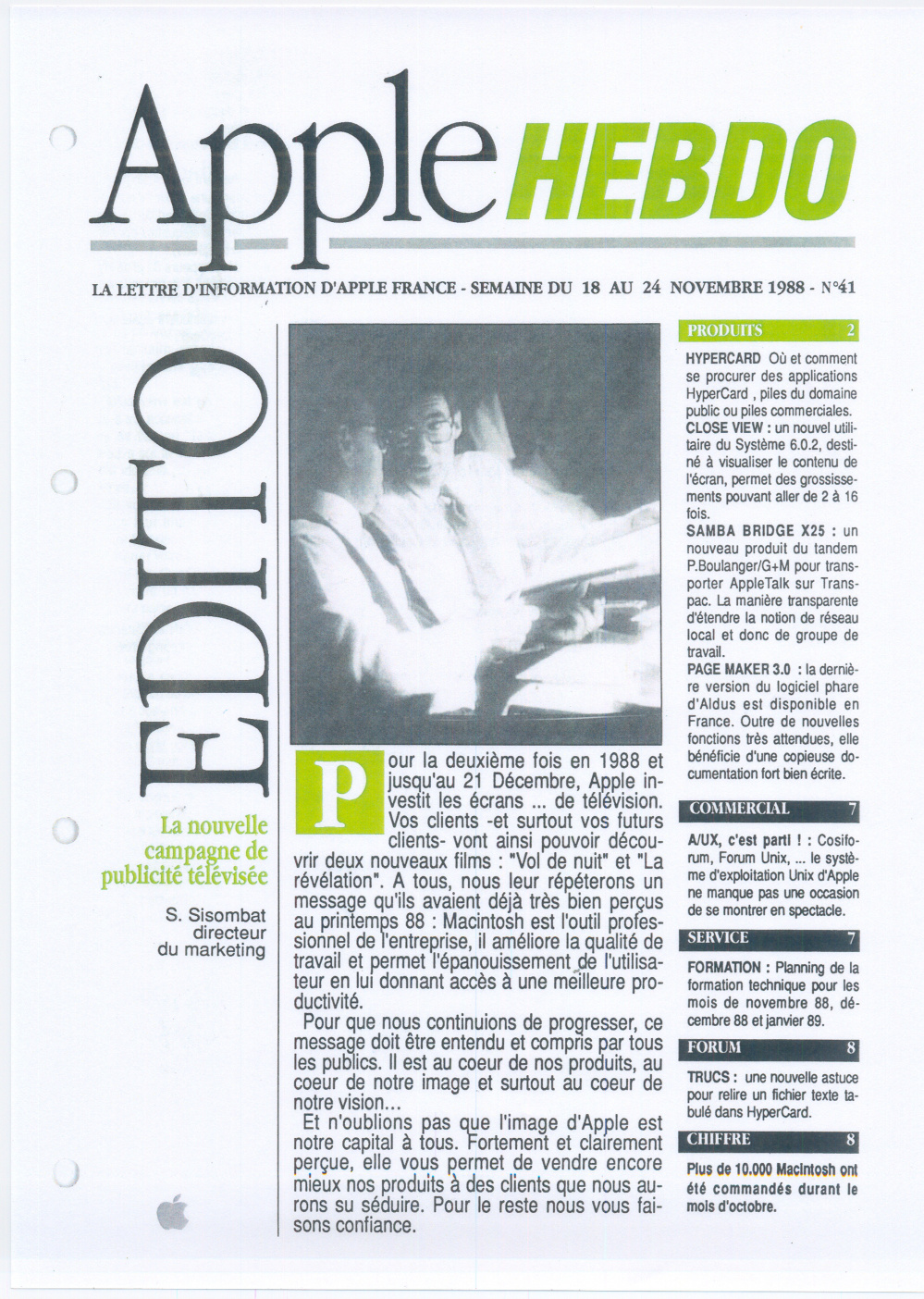 Première page de applehebdo numero41