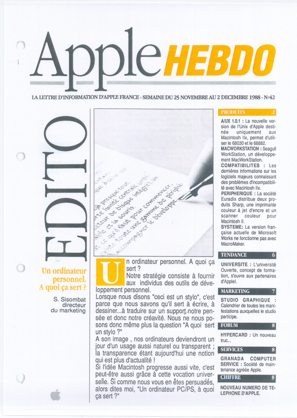 Première page de applehebdo numero42
