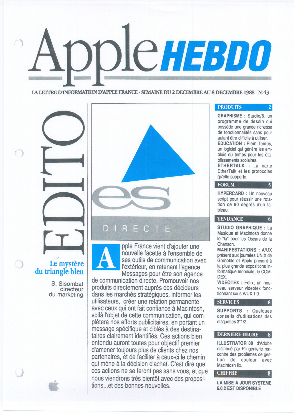 Première page de applehebdo numero43