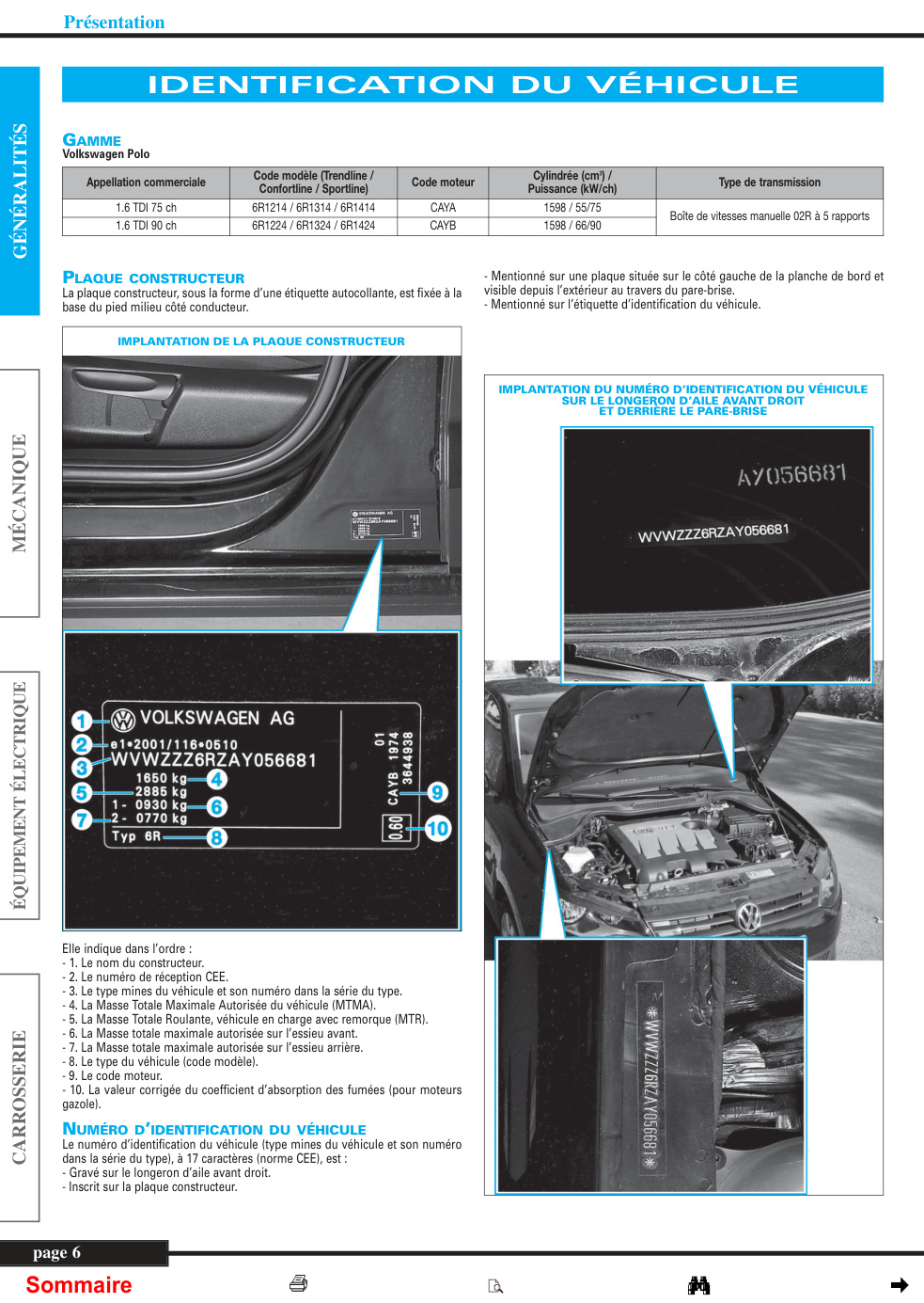 Première page de IDENTIFICATION DU VÉHICULE