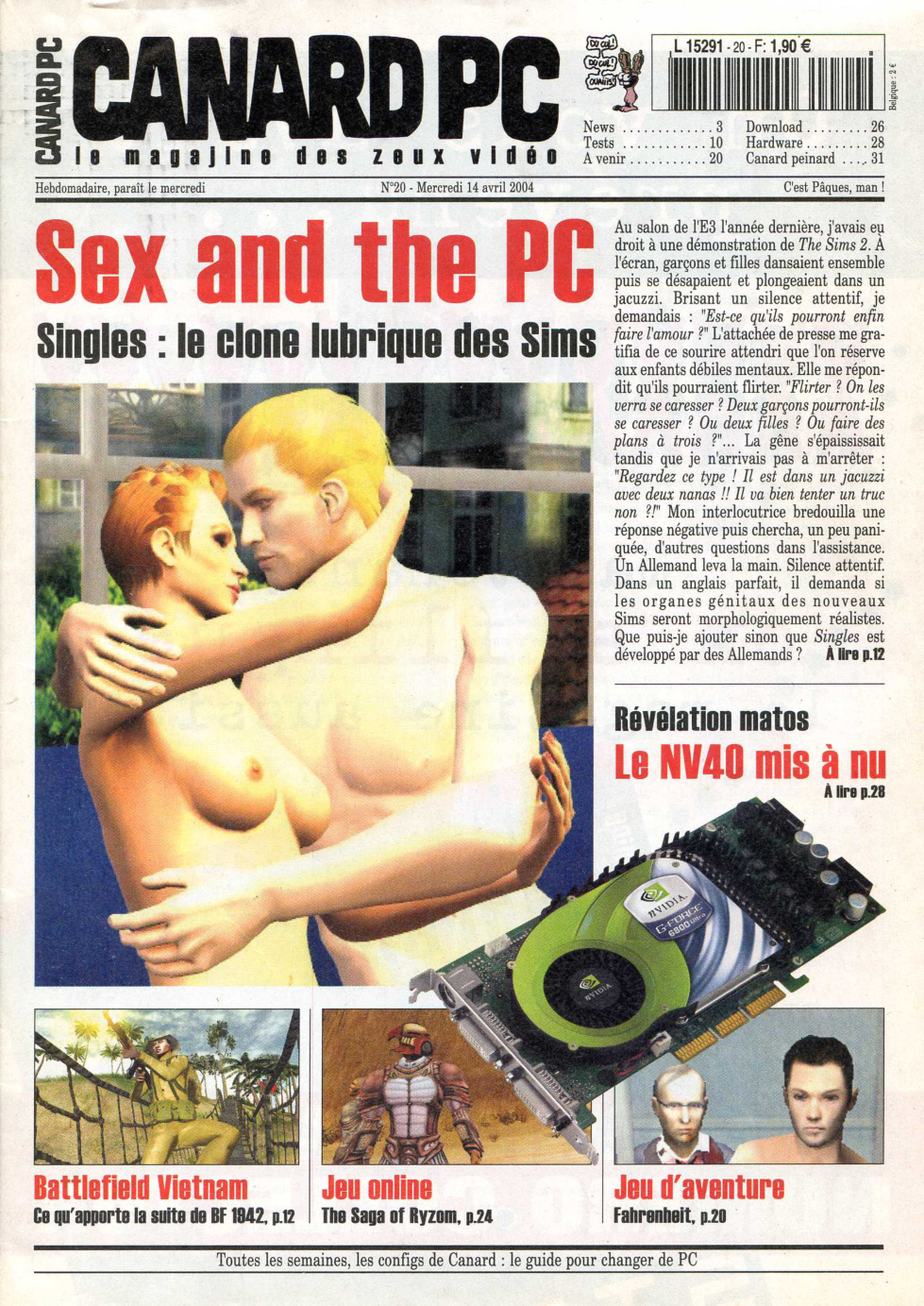 Première page de canardpc numero020