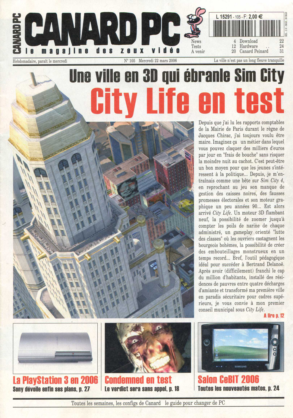 Première page de canardpc numero105