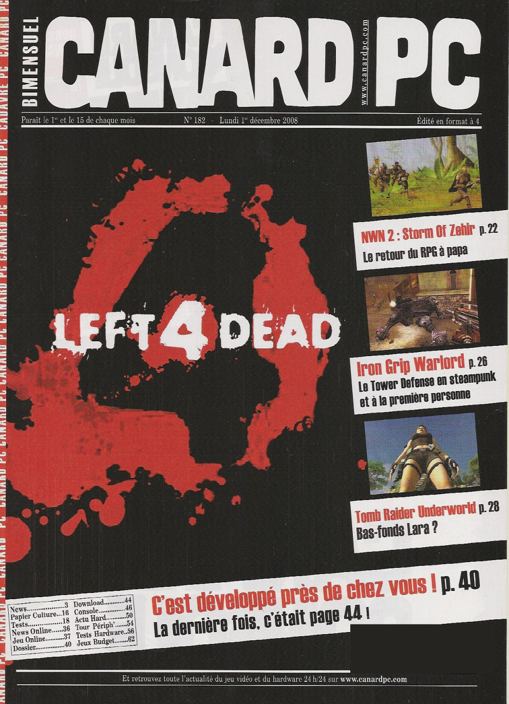 Première page de canardpc numero182