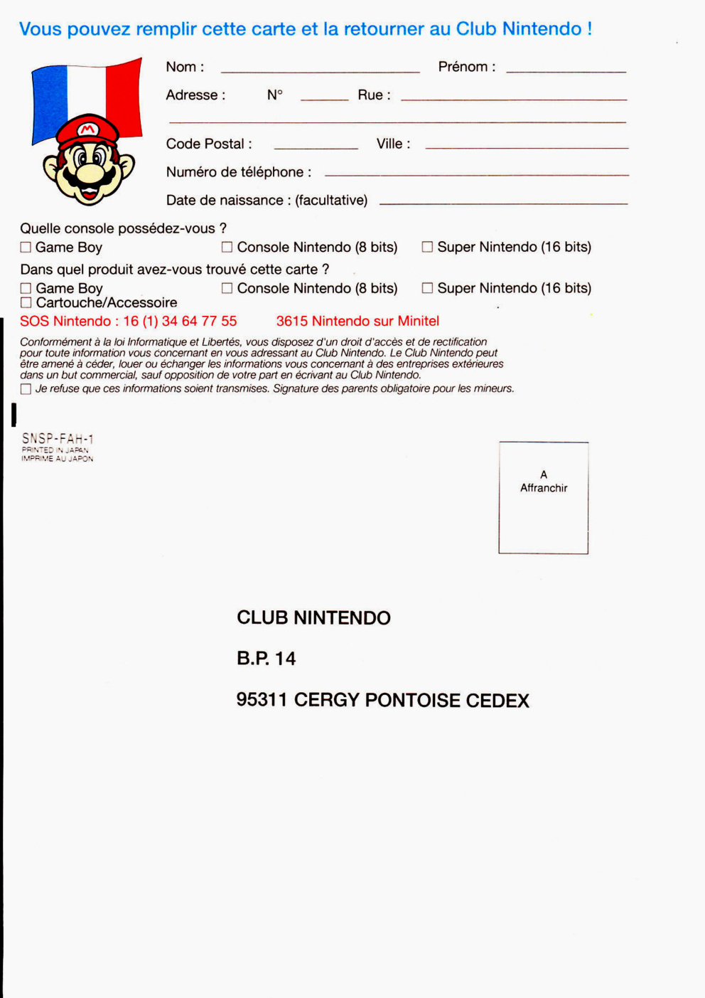 Première page de clubnintendo numerohscourrier