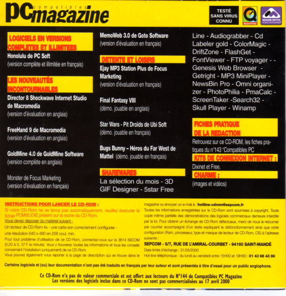Première page de compatiblespcmagazine numerocd144