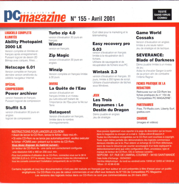 Première page de compatiblespcmagazine numerocd155
