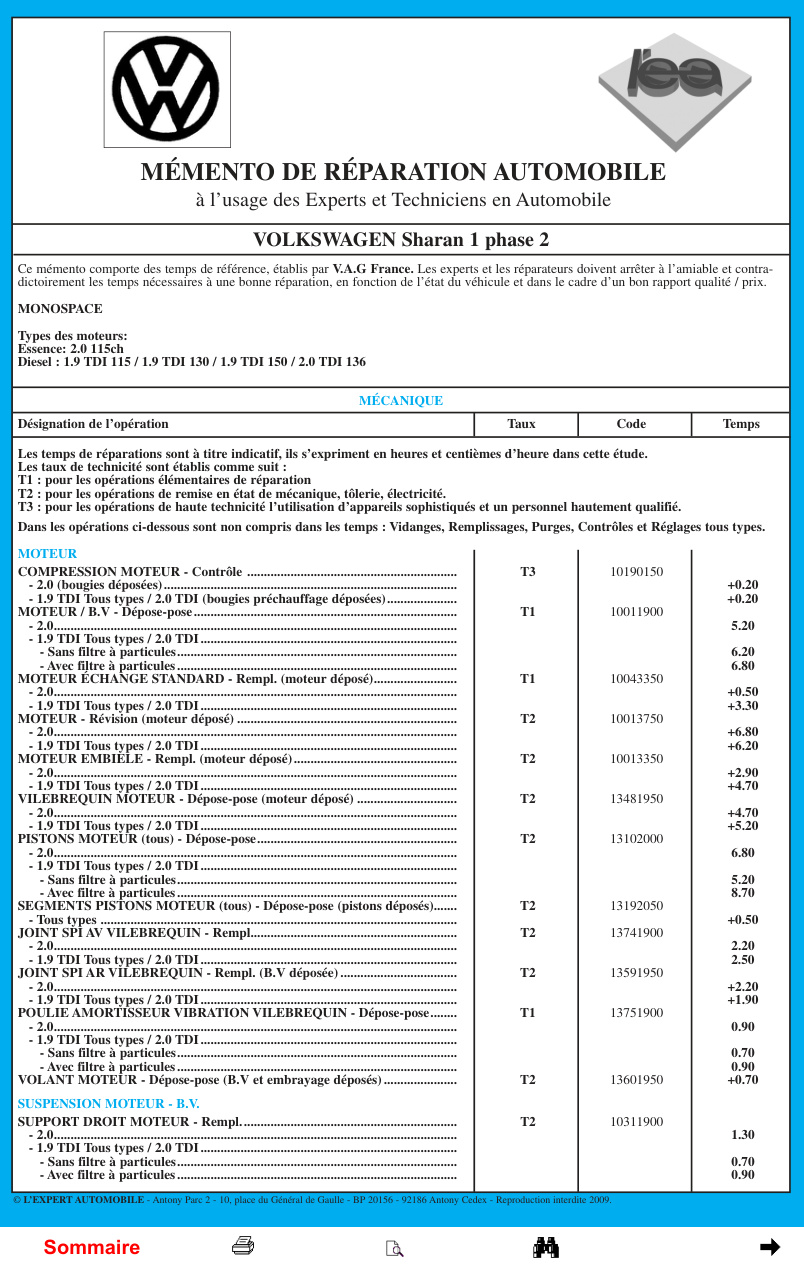 Première page de MÉMENTO DE RÉPARATION AUTOMOBILE