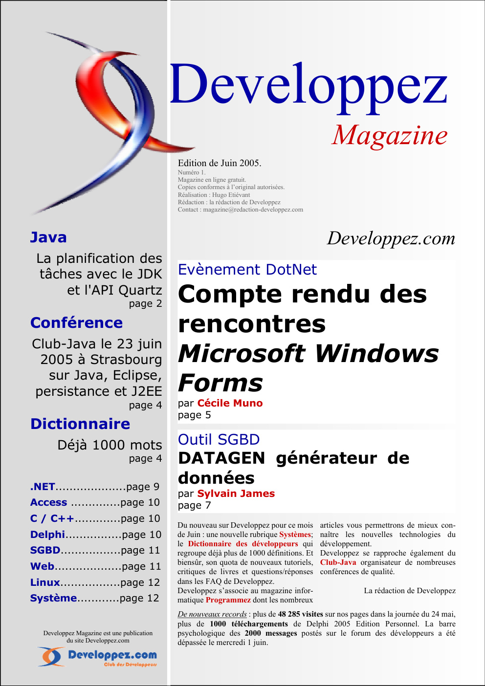 Première page de developpezmag numero01