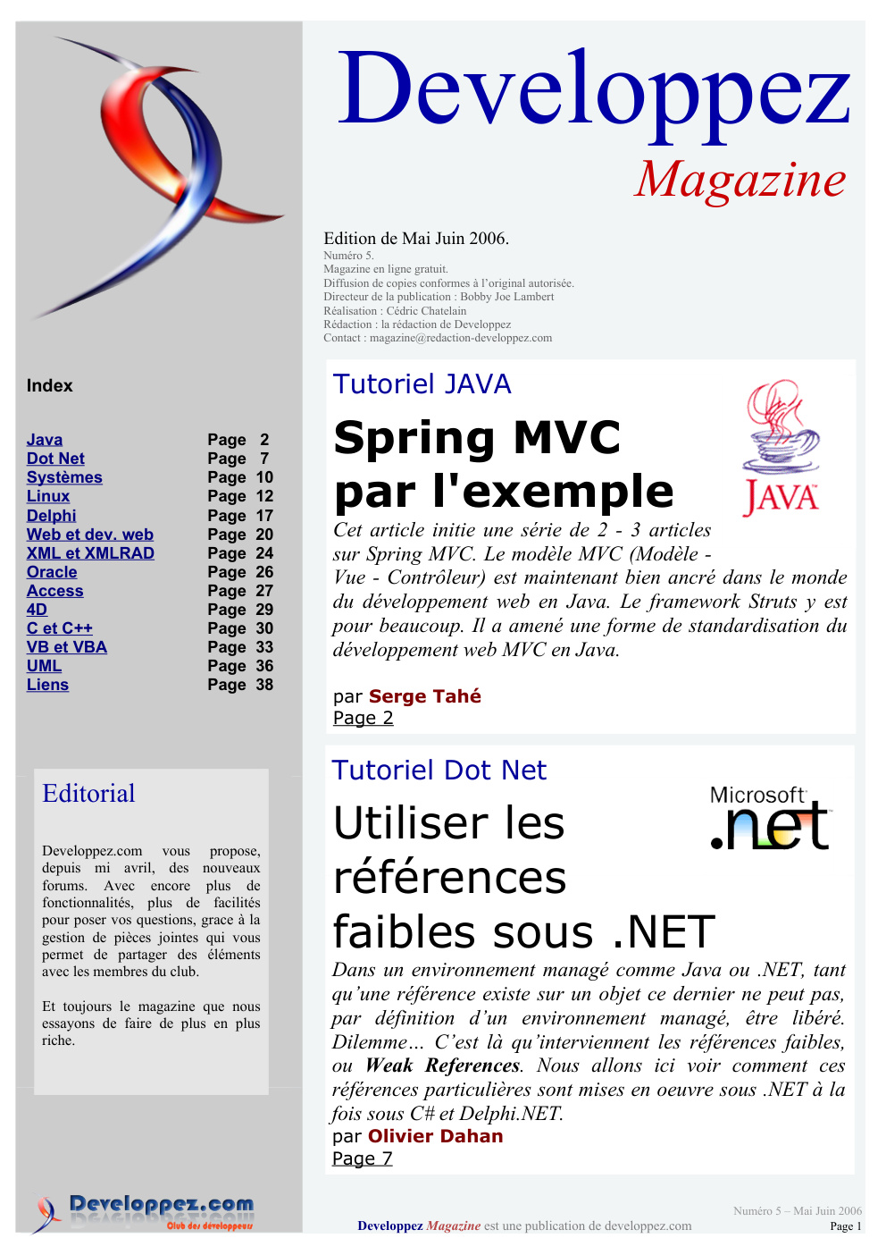 Première page de developpezmag numero05
