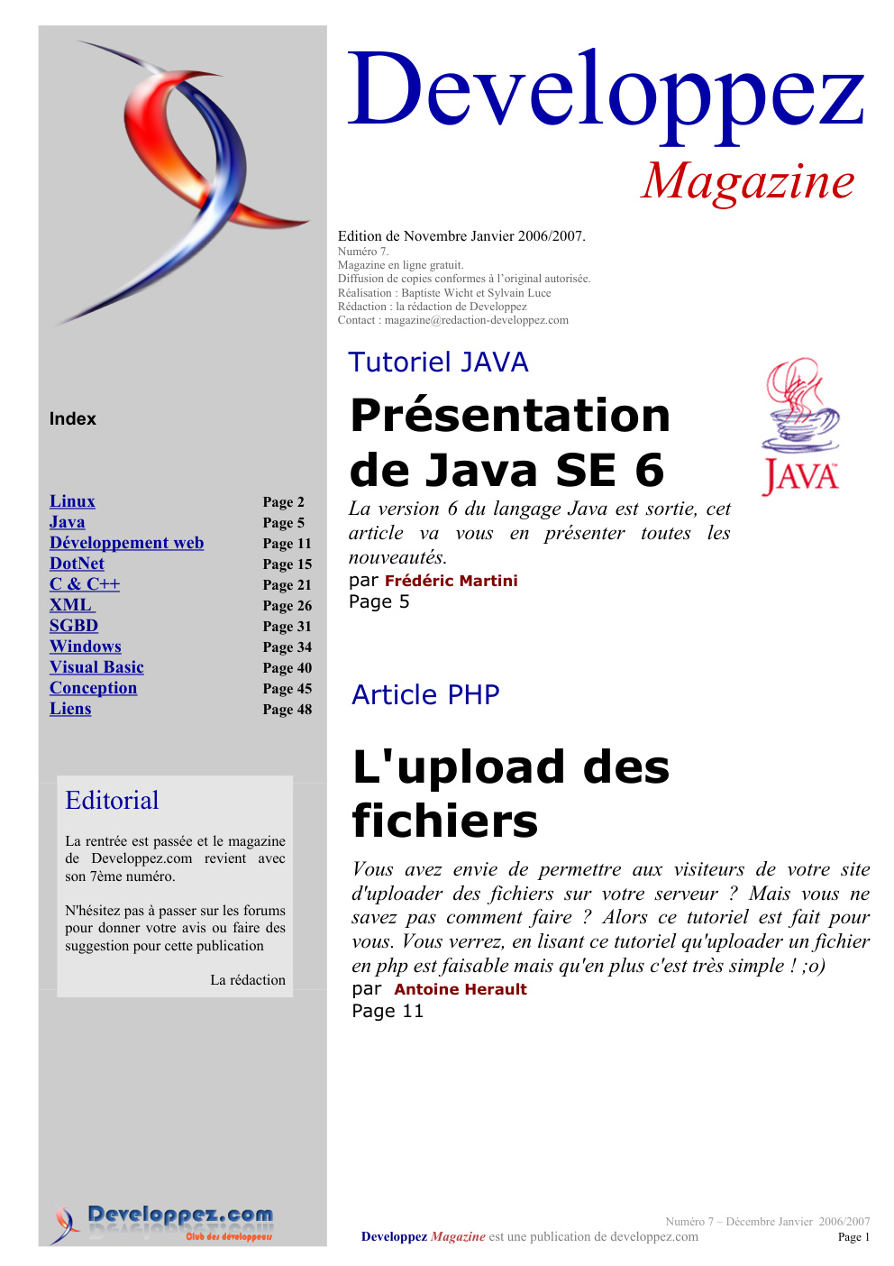 Première page de developpezmag numero07