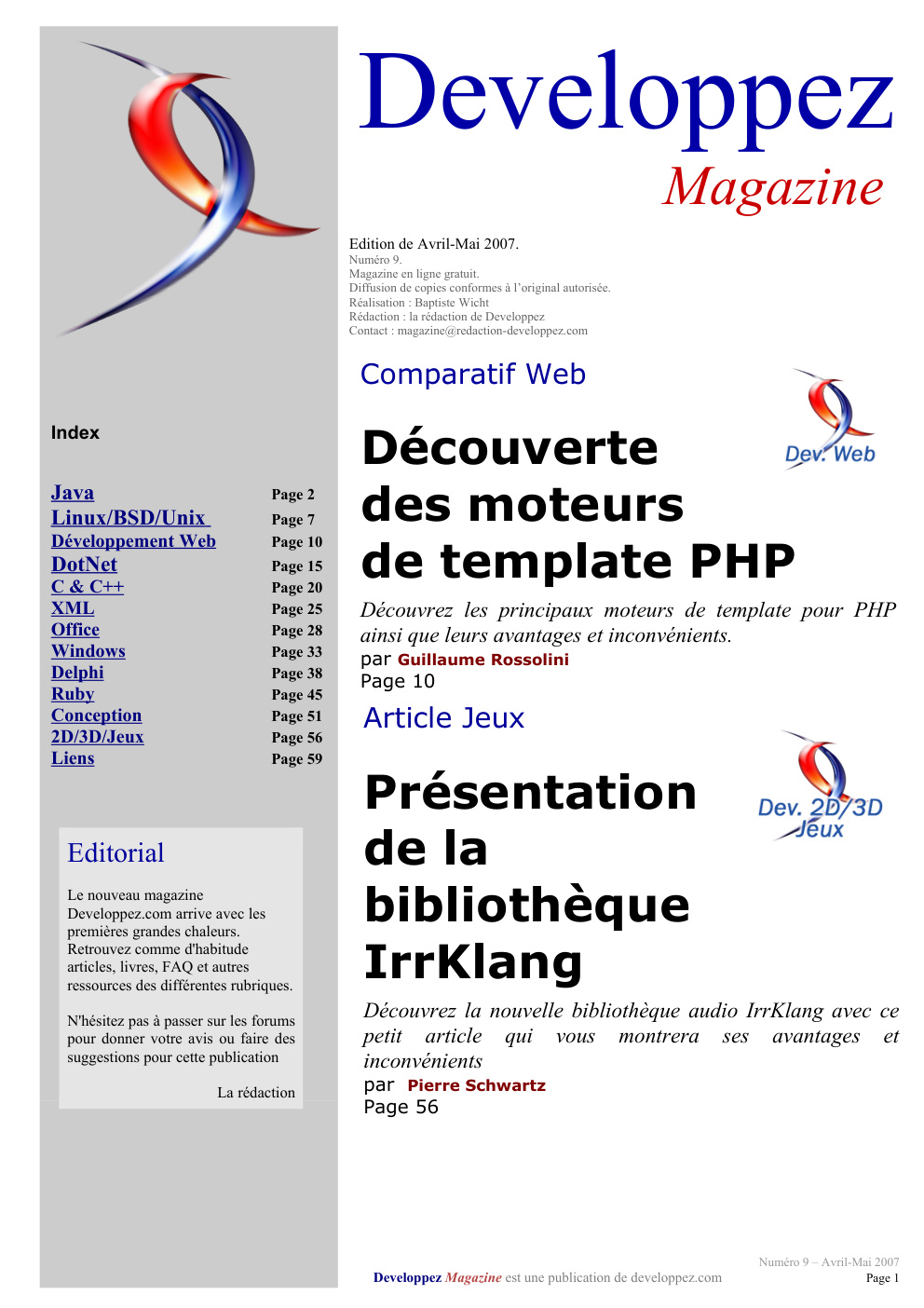 Première page de developpezmag numero09
