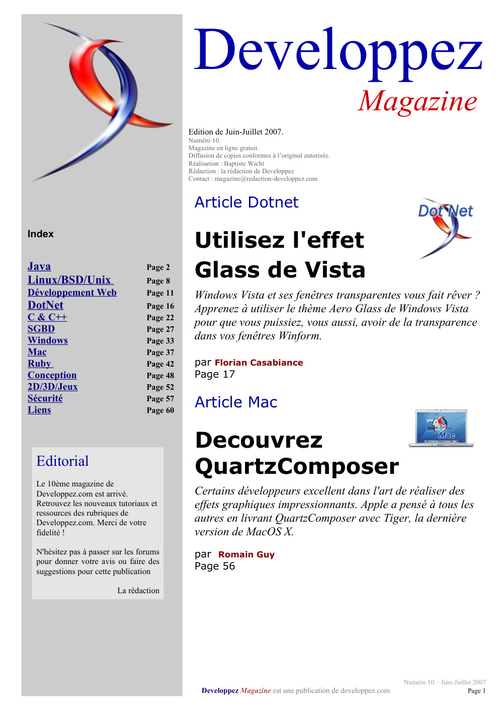 Première page de developpezmag numero10