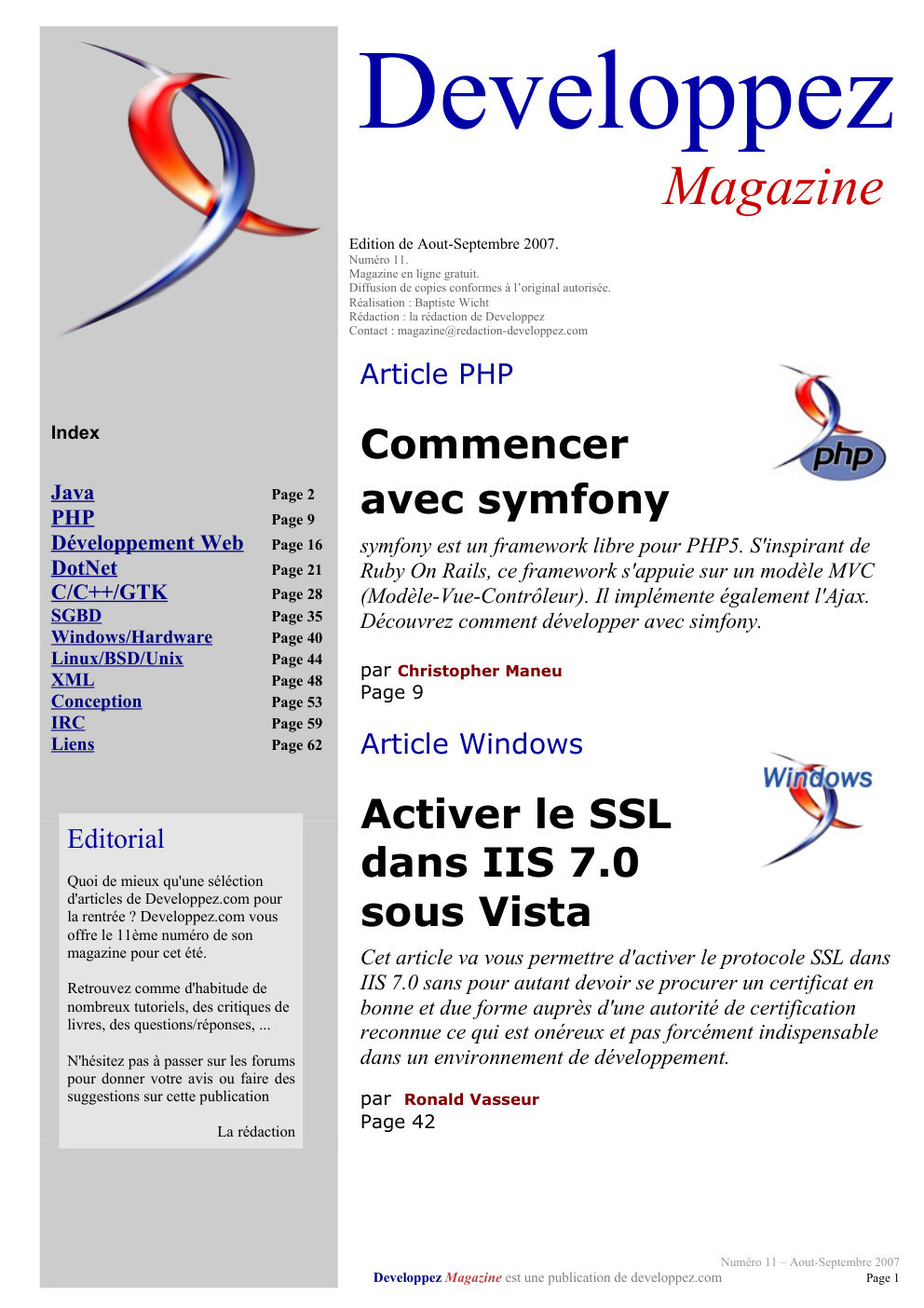 Première page de developpezmag numero11