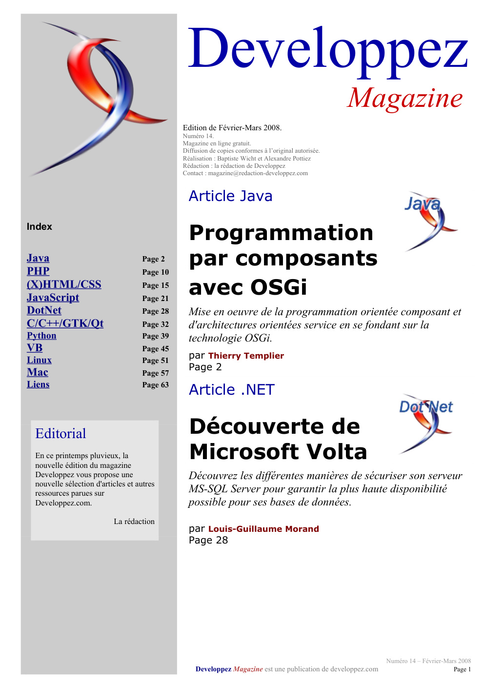Première page de developpezmag numero14