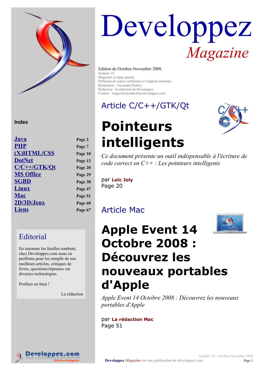 Première page de developpezmag numero18