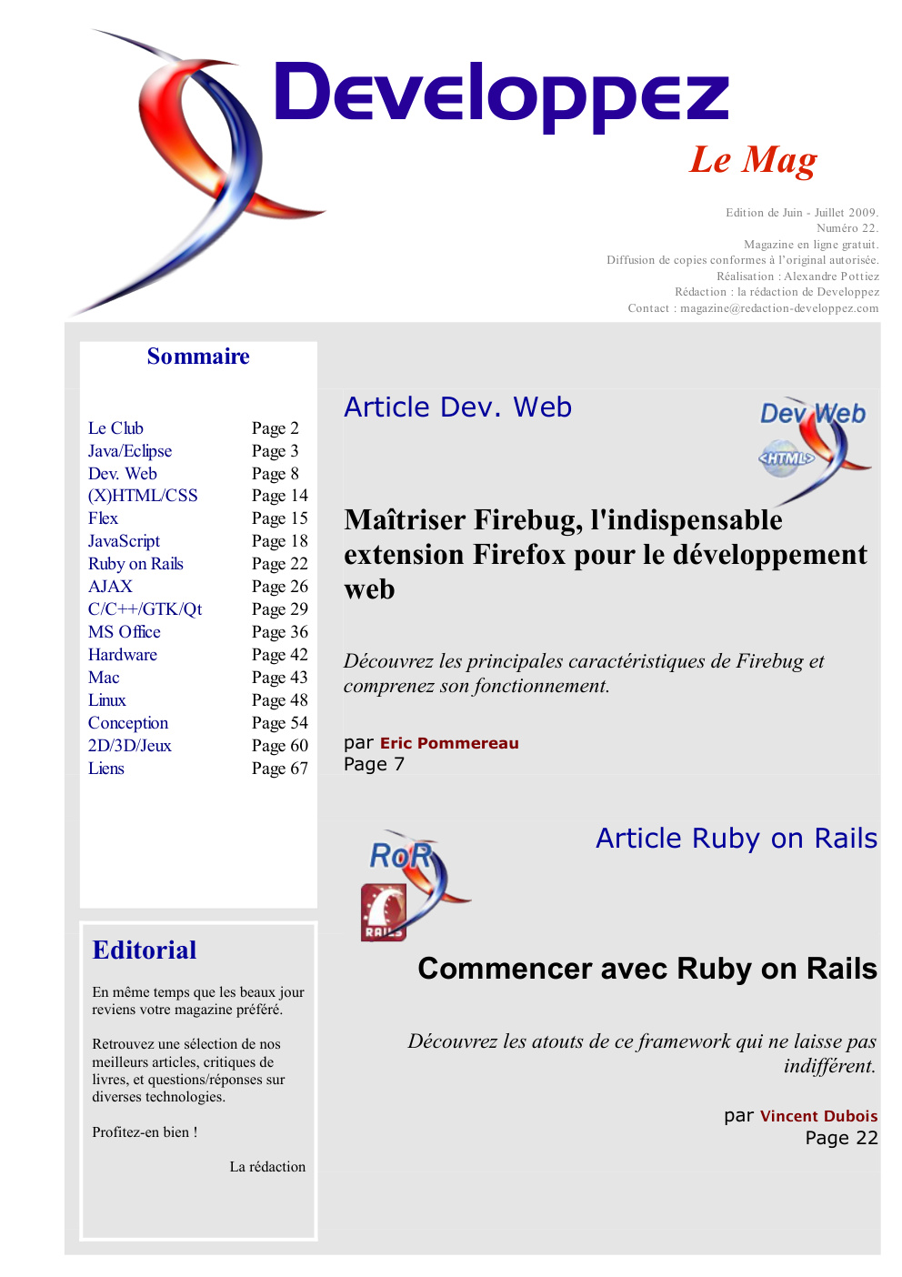Première page de developpezmag numero22
