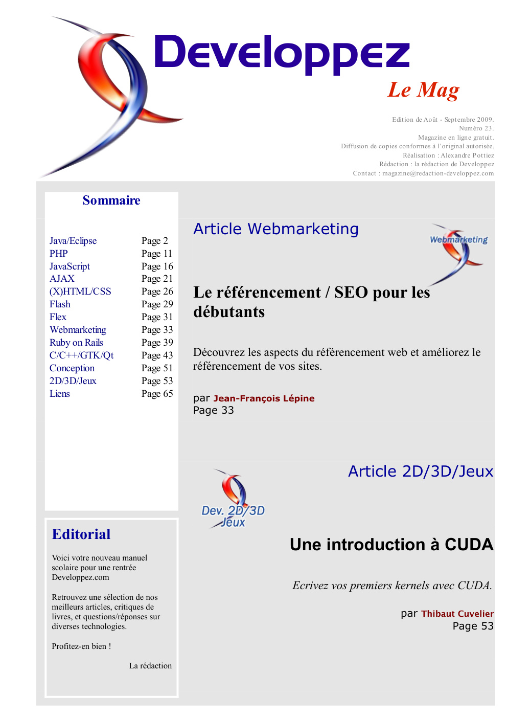 Première page de developpezmag numero23