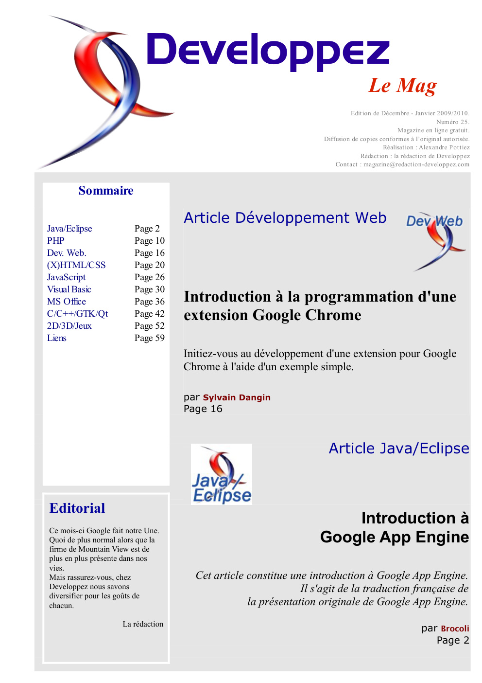 Première page de developpezmag numero25