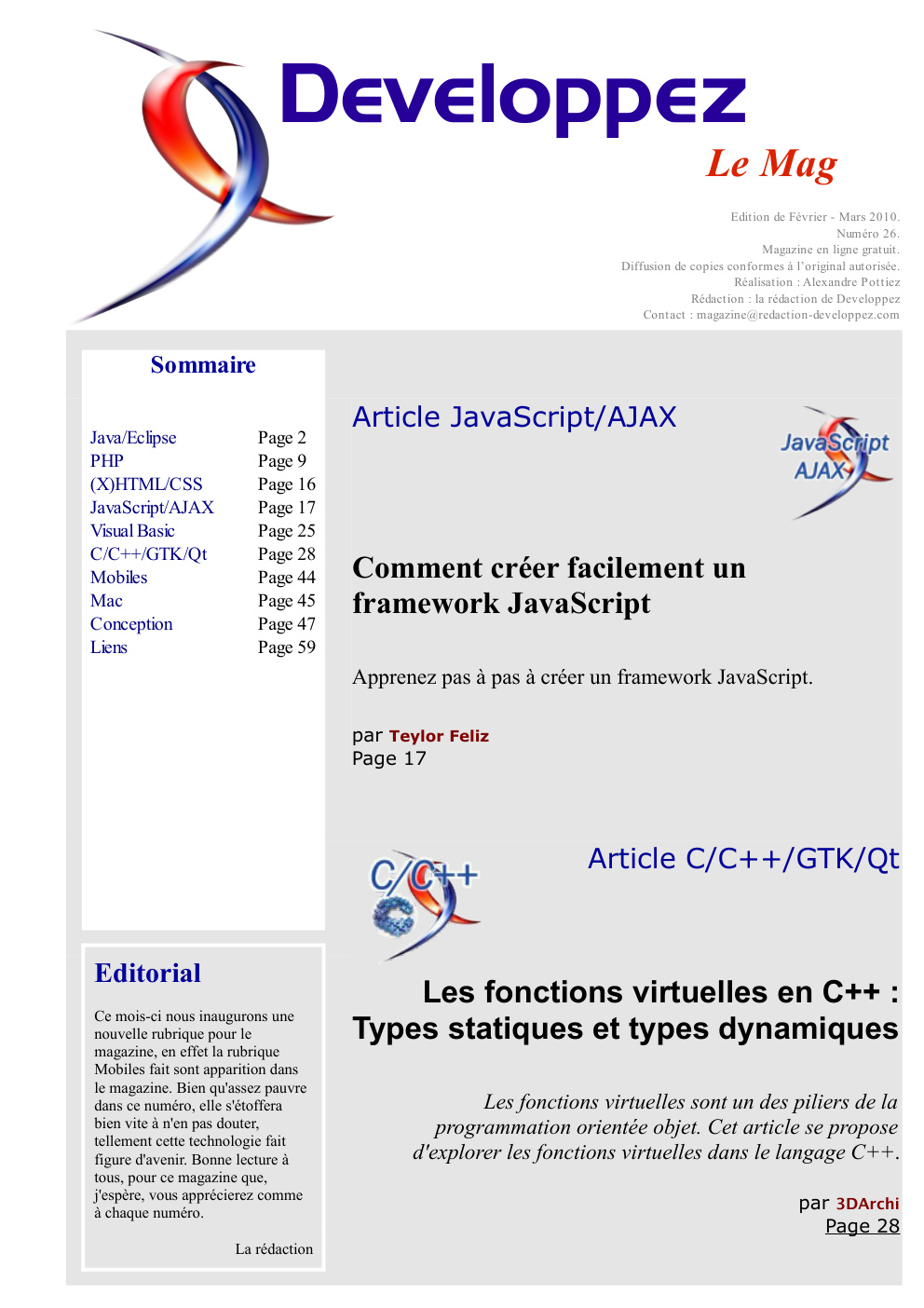 Première page de developpezmag numero26