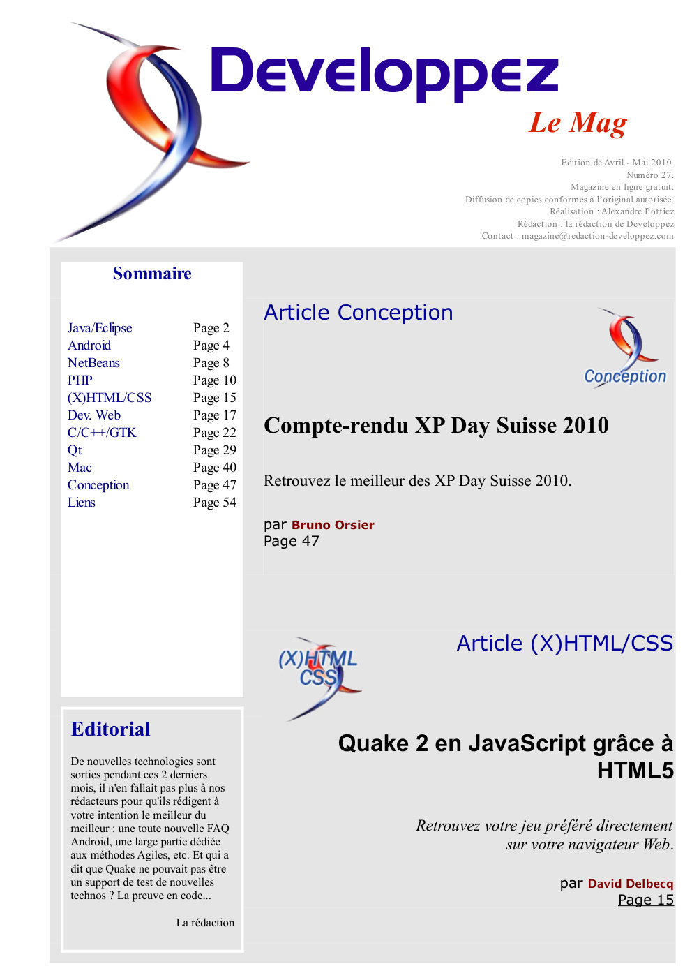 Première page de developpezmag numero27
