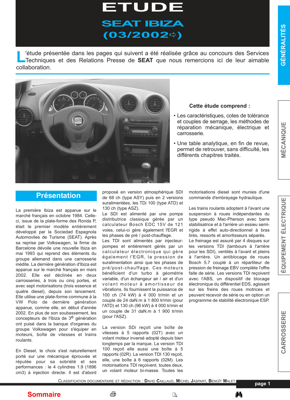 Première page de SEAT IBIZA