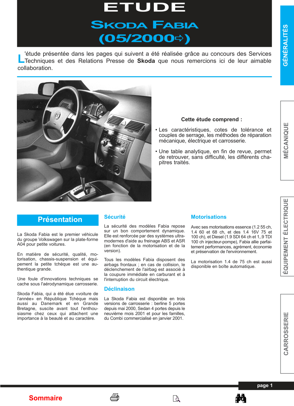 Première page de SKODA FABIA