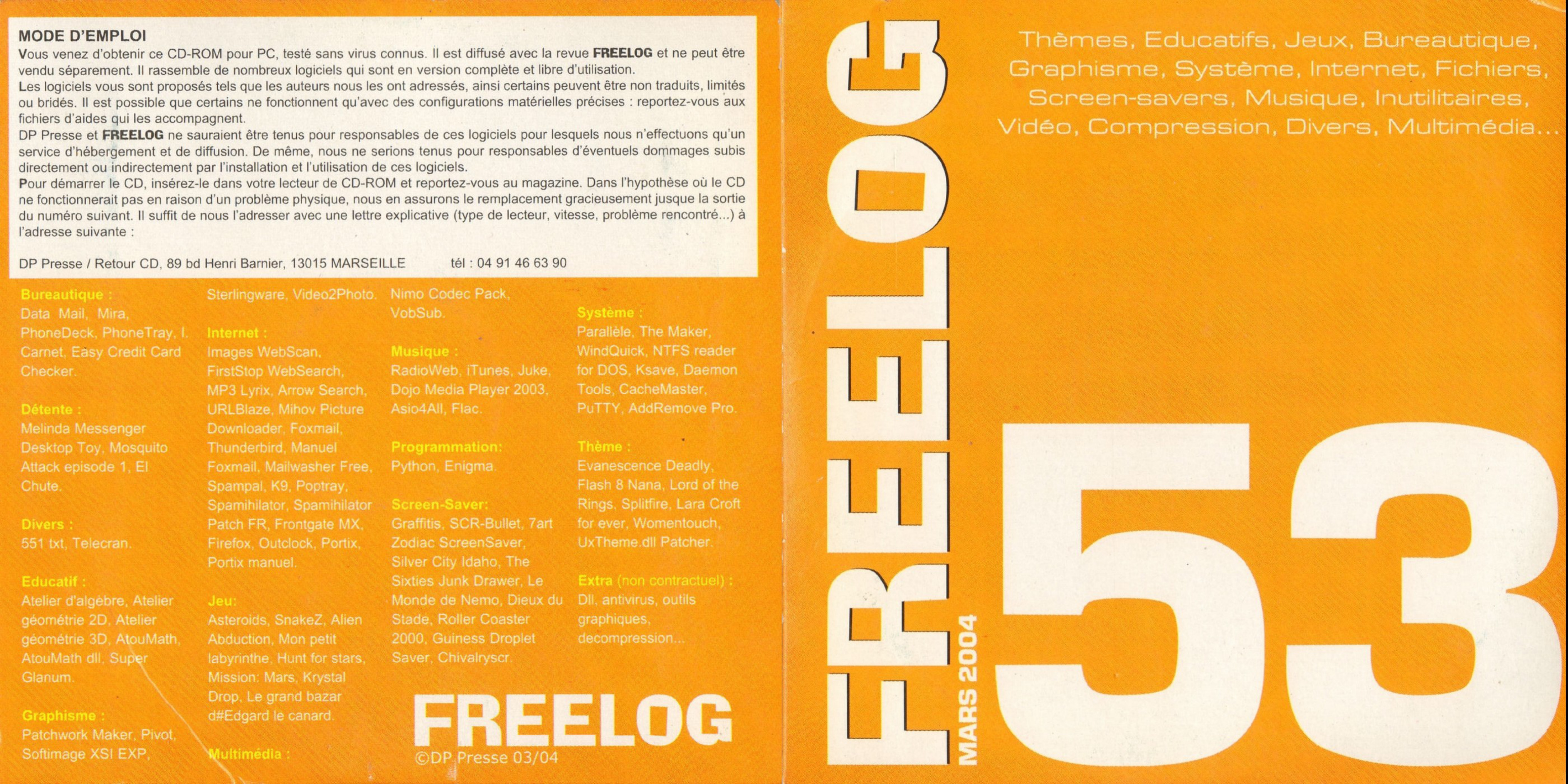 Première page de freelog numerocd053