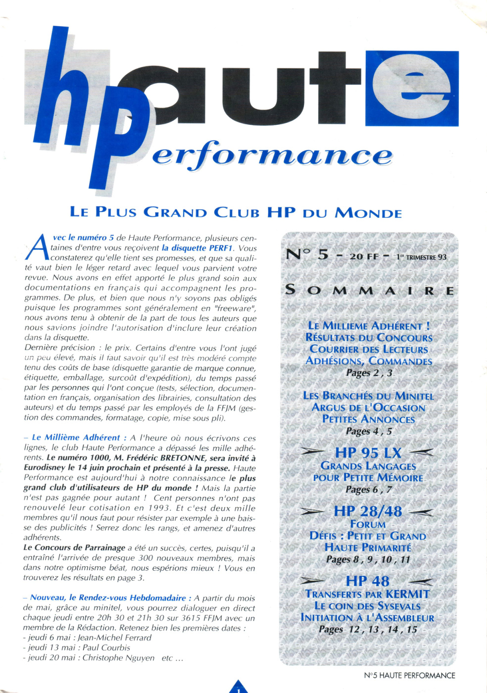 Première page de hauteperformance numero05