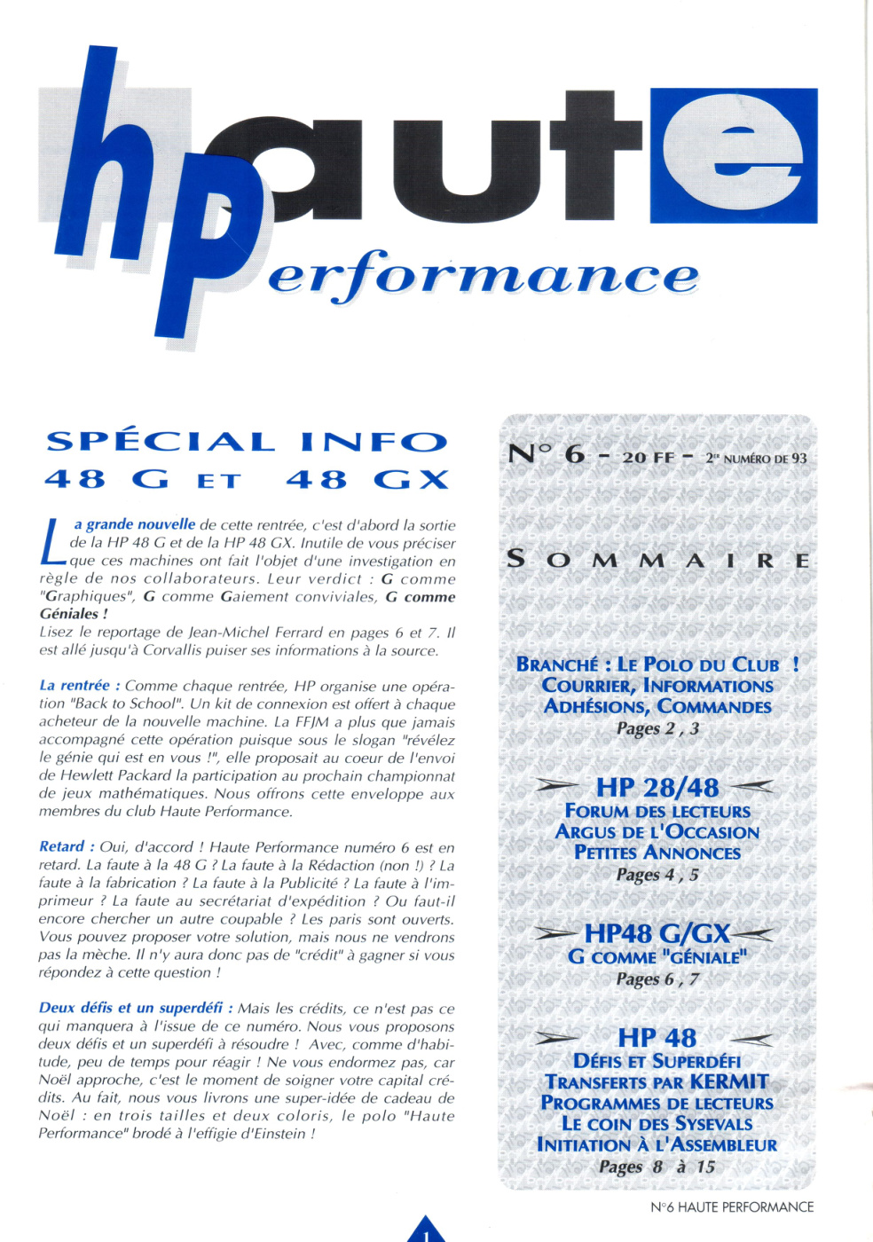 Première page de hauteperformance numero06
