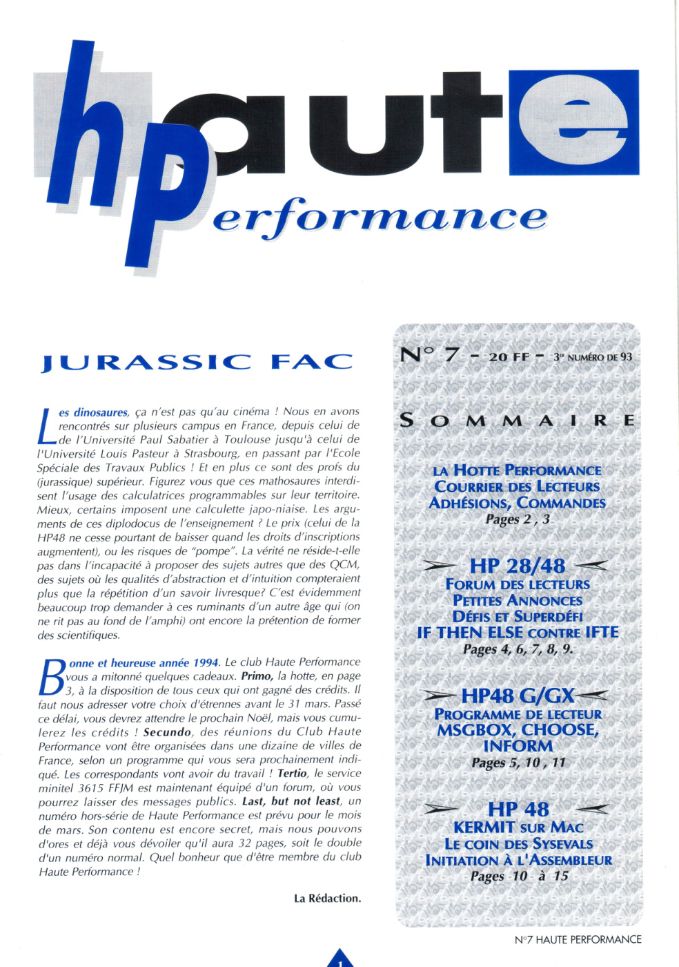 Première page de hauteperformance numero07