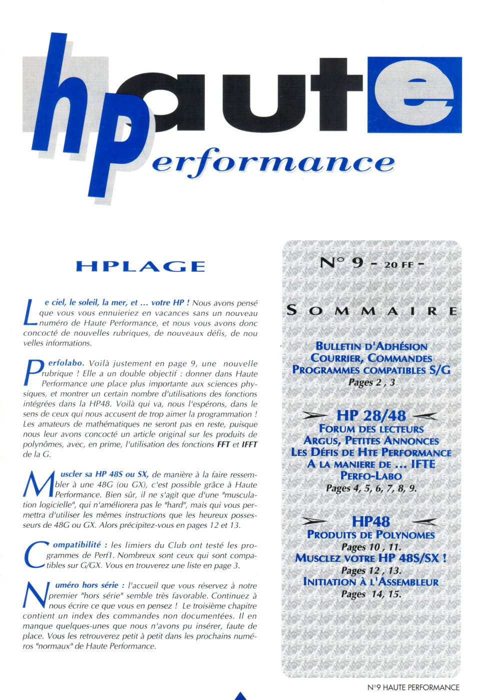 Première page de hauteperformance numero09