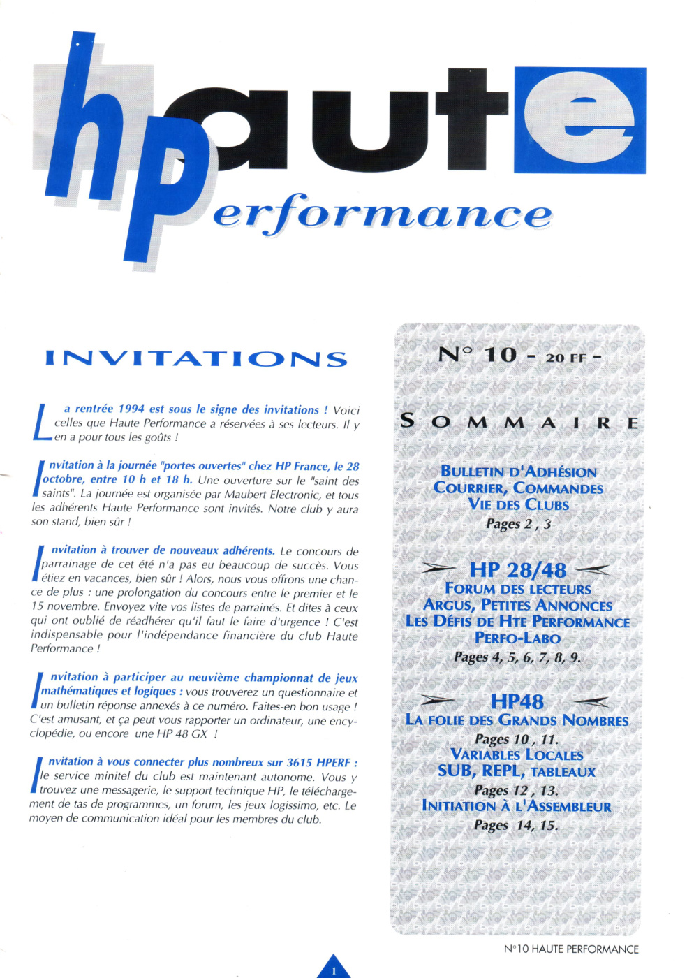 Première page de hauteperformance numero10